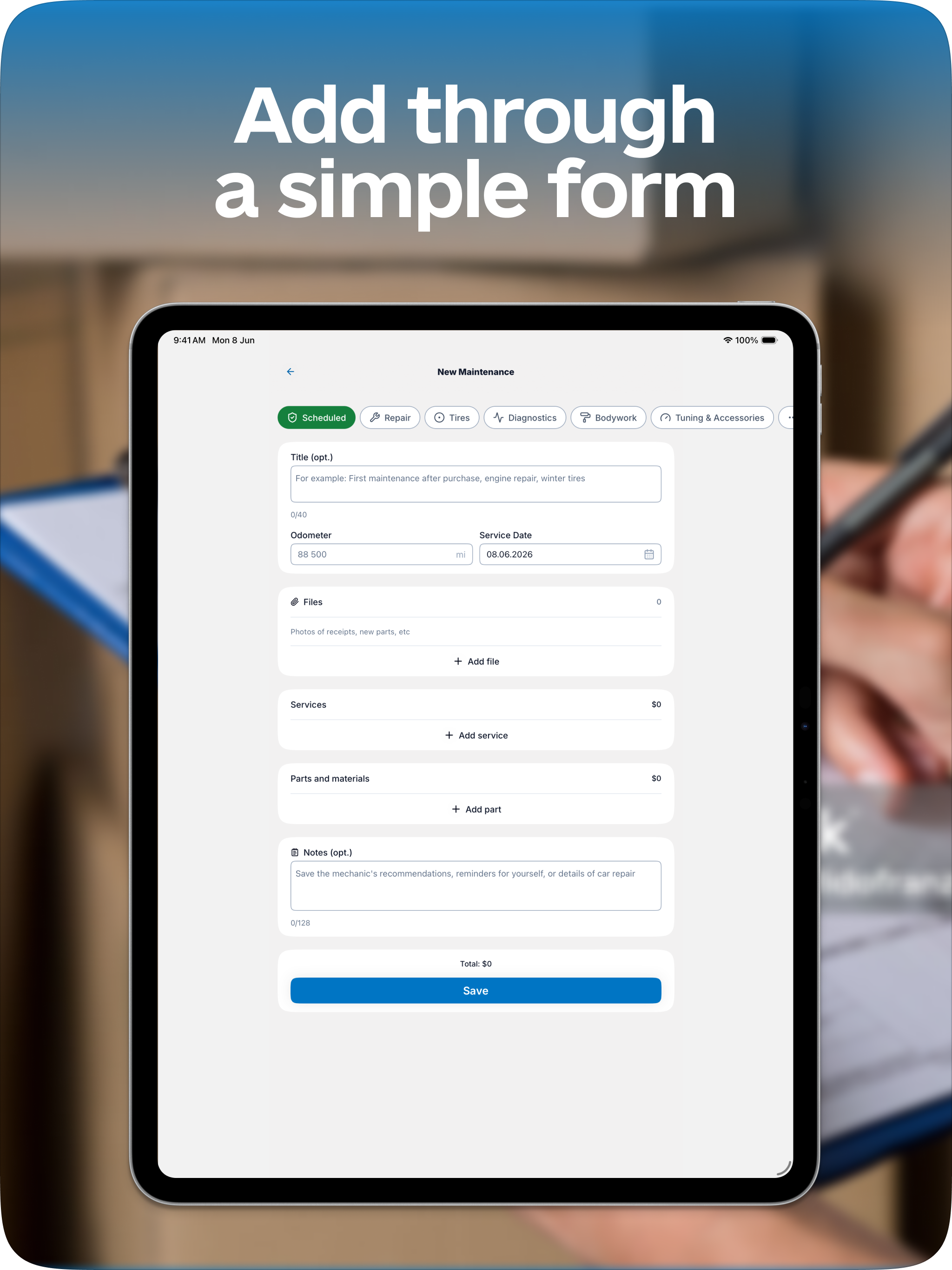MiyMotor - Maintenance logbook