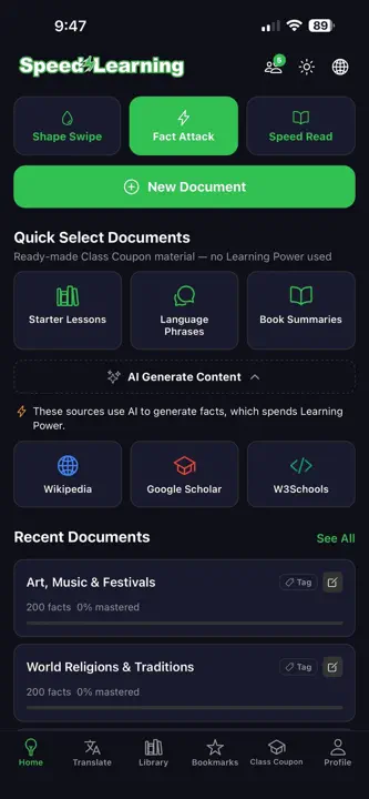Speed Learning App screenshot 6