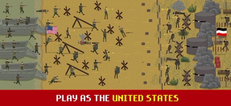 Trench Warfare WW1: Army War - Witness an intense beach landing scenario featuring landing crafts deploying soldiers under the US flag.