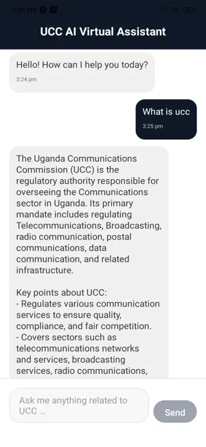 UCC AI Virtual Assistant screenshot 2