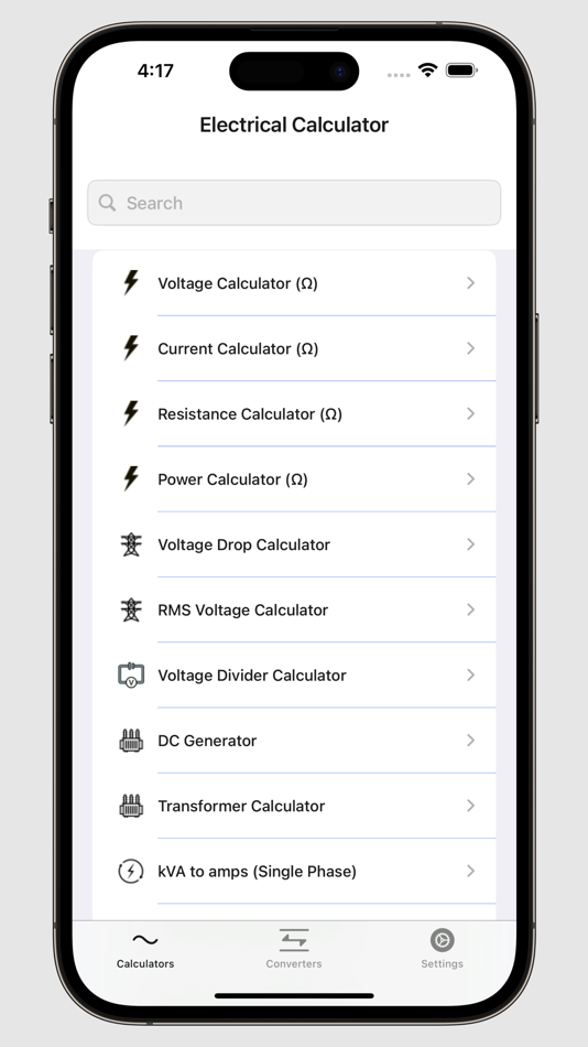 #1. Electrical Calculator (macOS) By: V PUGAZHENTHI