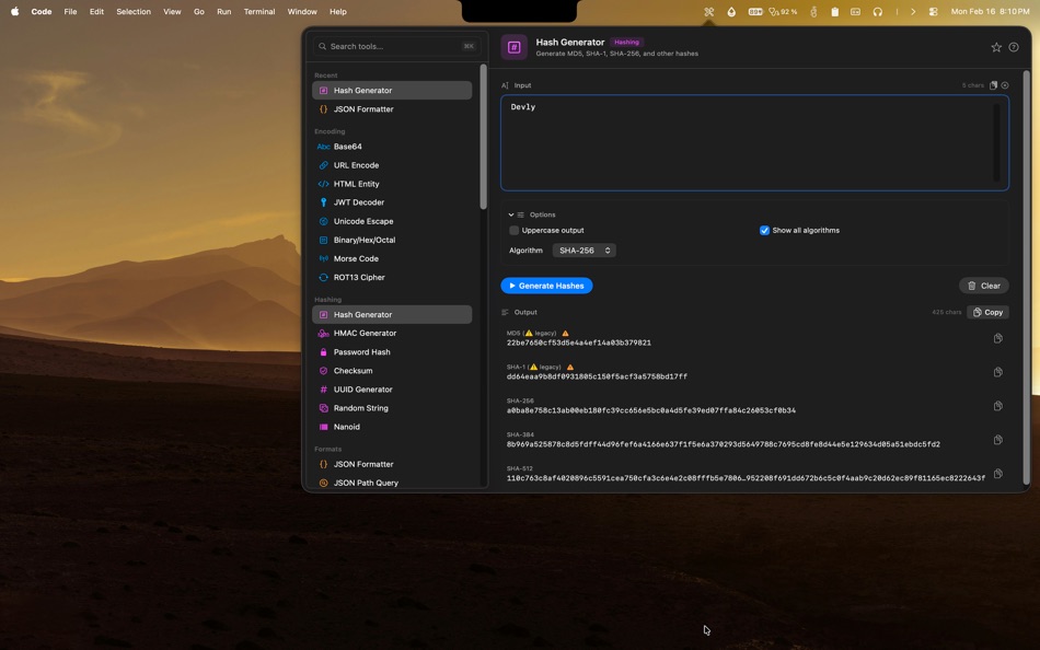 #8. Devly (macOS) By: Sangeetha Saseendran