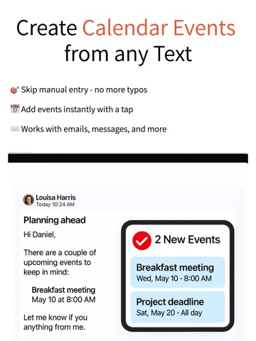 Text 2 Calendar iPad screenshot