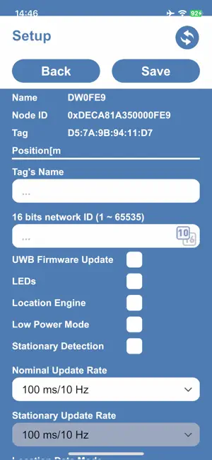 UWB Setting screenshot 2