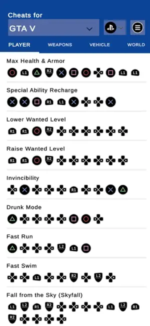 Cheats for V SA VC screenshot 2