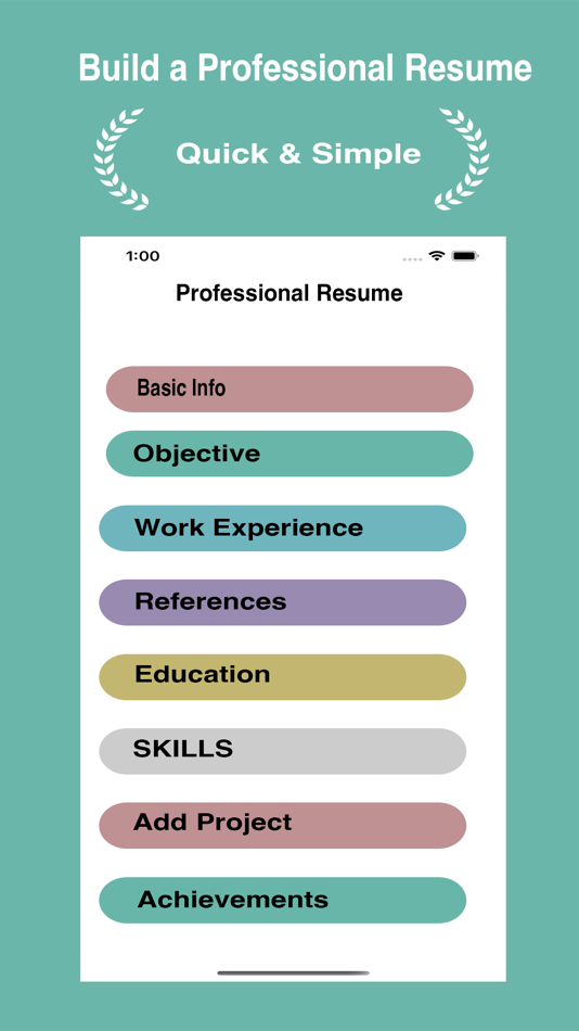 #1. Resume Maker & CV Maker -PDF (iOS) Podle: Tuleep App
