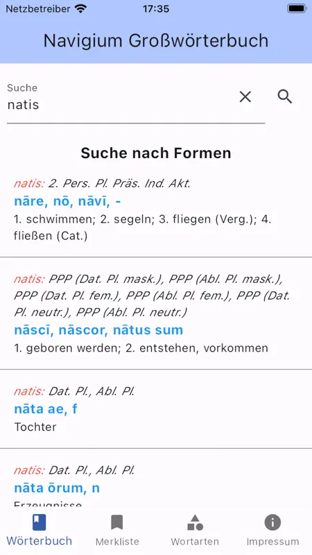 Navigium Großwörterbuch Latein screenshot 5 of 8