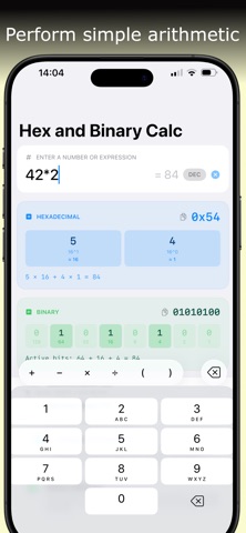 Hex and Binary Calc screenshot
