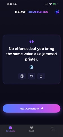 Harsh Comebacks iPhone screenshot