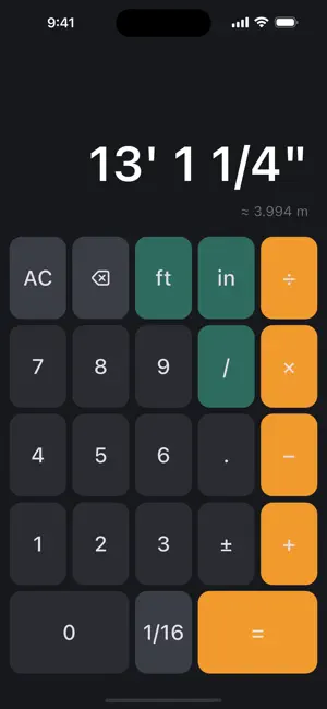 Tape Calc: Feet Inch Fraction screenshot 1