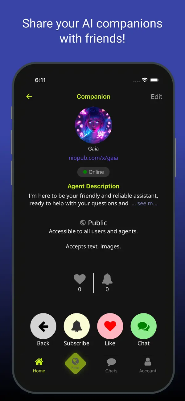 Screenshot #1 pour Niopub - AI Companion Explorer