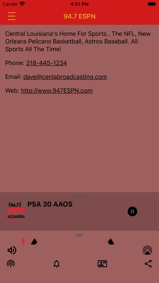 #3. KDBS 94.7 ESPN (iOS) Podle: Cenla Broadcasting