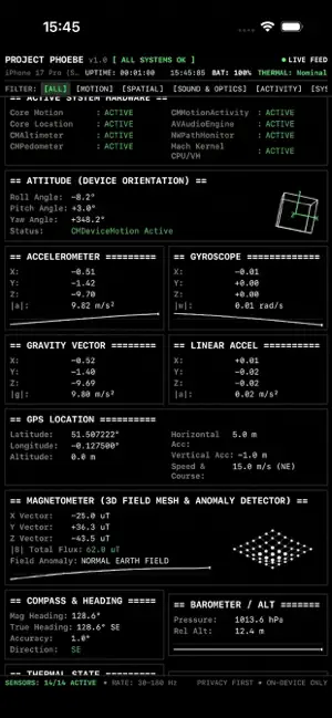 Phoebe: Telemetry & Sensors screenshot 1