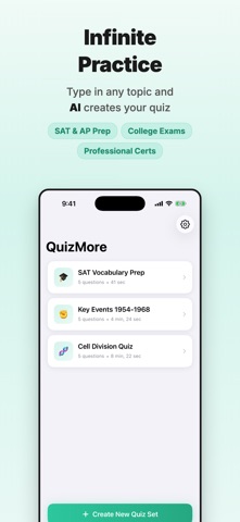 QuizMore – AI Quiz Generator iPhone screenshot