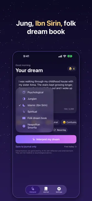 AI Dream Interpreter. Analysis screenshot 2