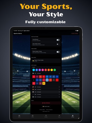 Sports Alarm iPad screenshot