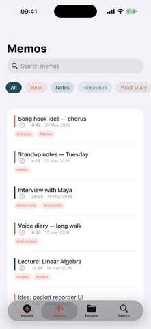 Echo Voice Memos iPhone screenshot