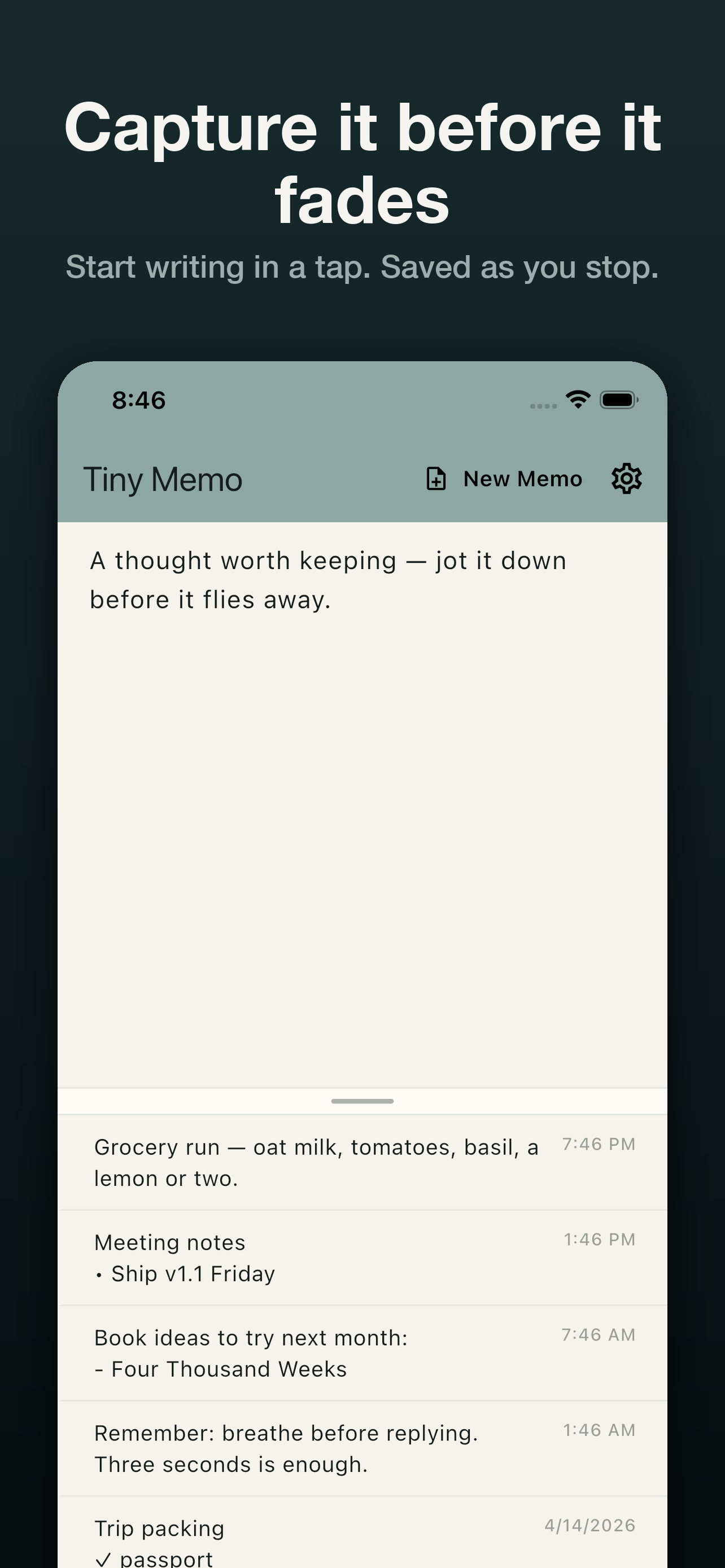 Tiny Memo: Simple Notes