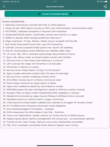 Nigerian Newspapers Summary iPad screenshot