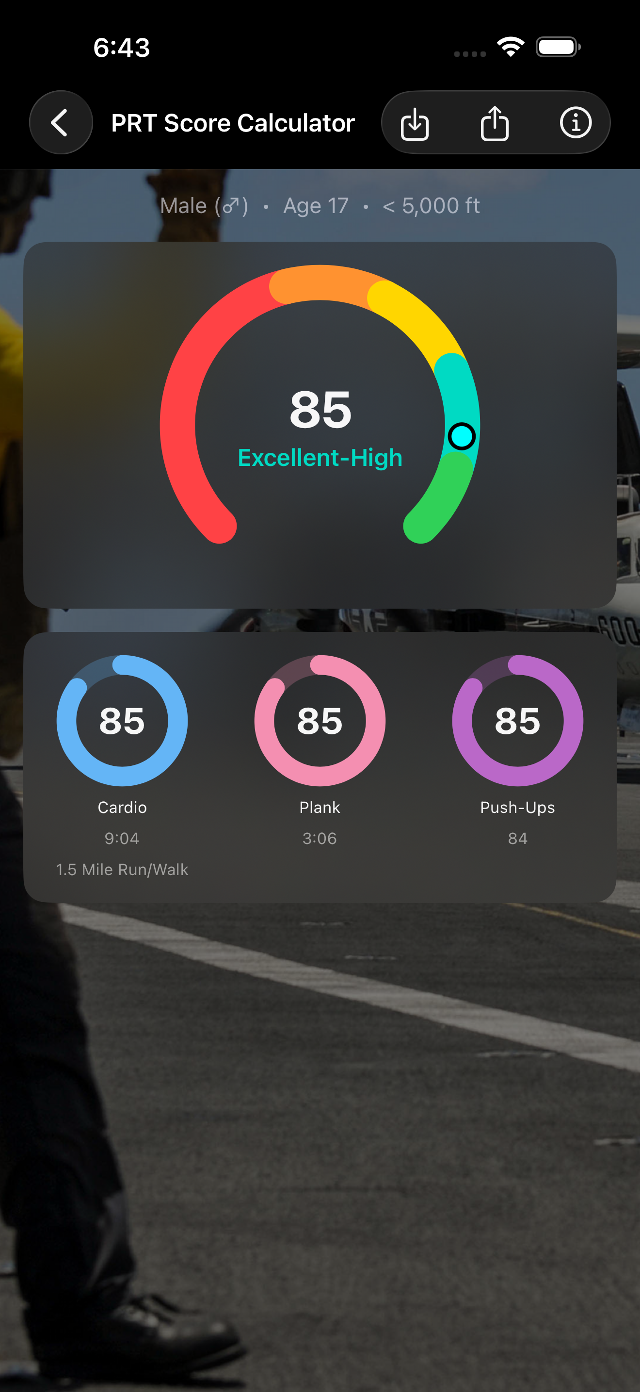 Navy PFA Calc screenshot 7
