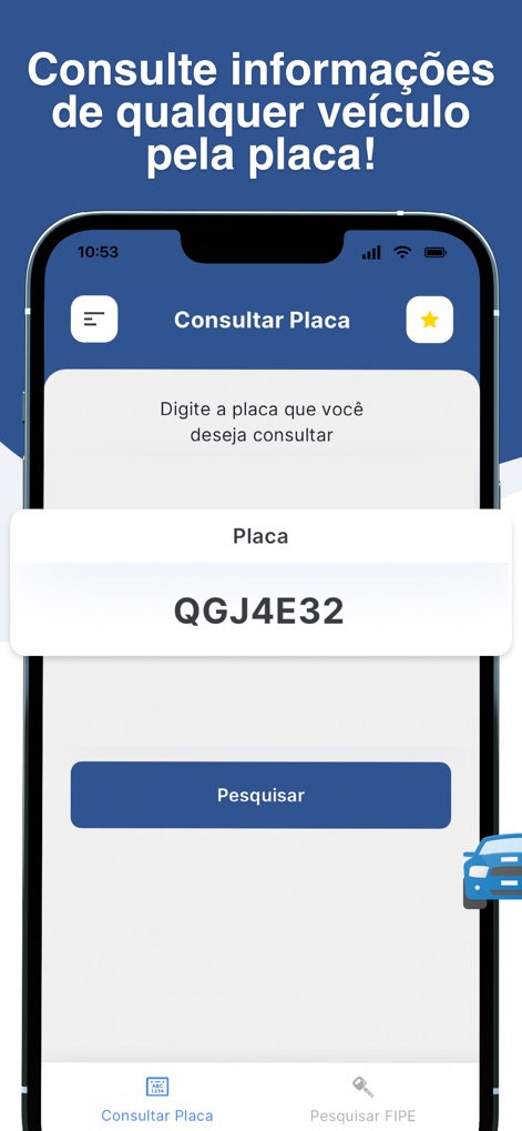 Consultar placa carro: Multa - This tool streamlines vehicle checks by offering a clear license plate input field and an intuitive search button for quick verification.