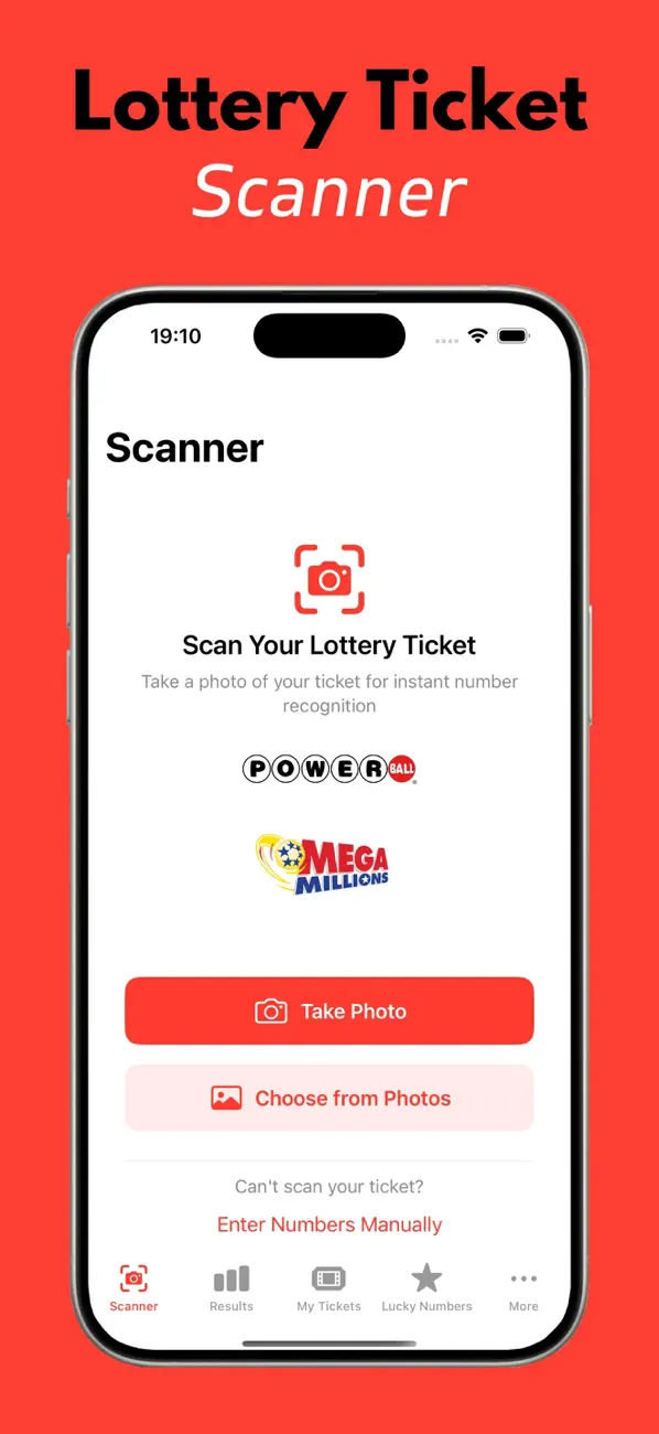 Lottery Ticket Scanner: Scanlo iOS app screenshot showing feature 1