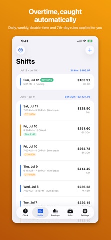 Shift & Pay Tracker: Hours iPhone screenshot