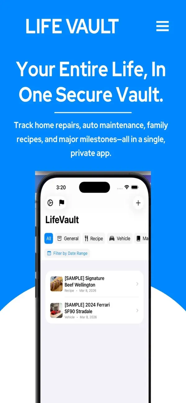 Screenshot #1 pour LifeVault: Asset Organizer