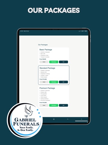 Gabriel Funerals iPad screenshot
