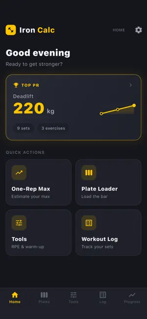 Iron Calc — Gym 1RM & Plates screenshot 2