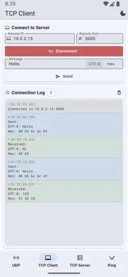 Скриншот UDP TCP Sender & Receiver на iPhone 2