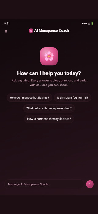 AI Menopause Coach Screenshot 1 of 3