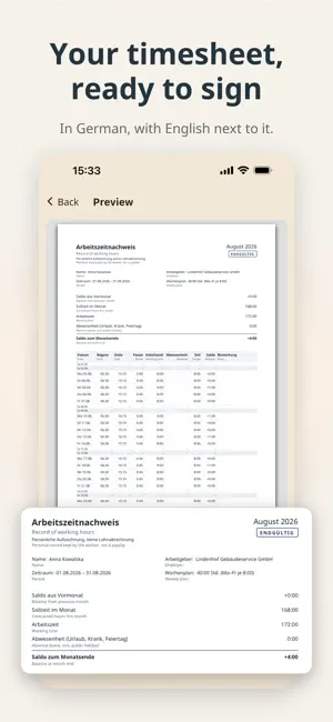 Meine Stunden: Timesheet screenshot 1