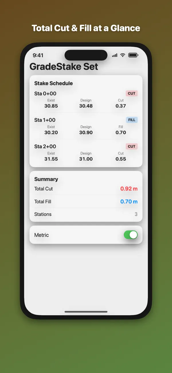 Screenshot #3 pour Grade Stake Cut & Fill Calc