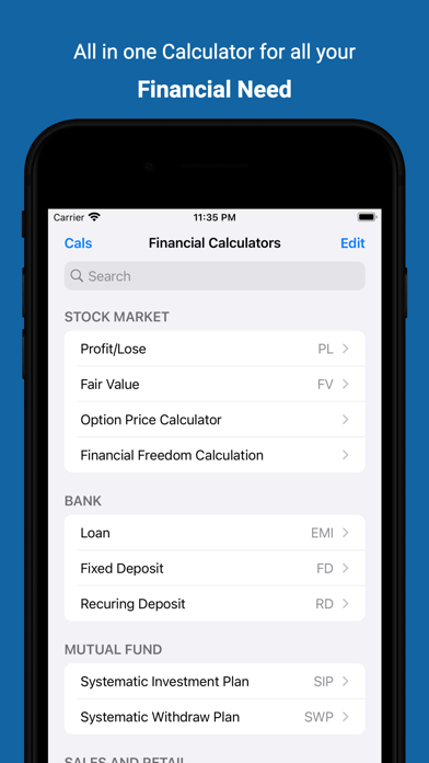 Financial Calculator Loan, SIP Screenshot