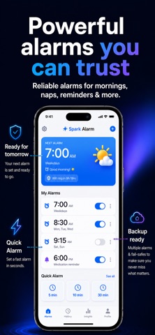 Spark Alarm Clock, Alarm, Erly iPhone screenshot