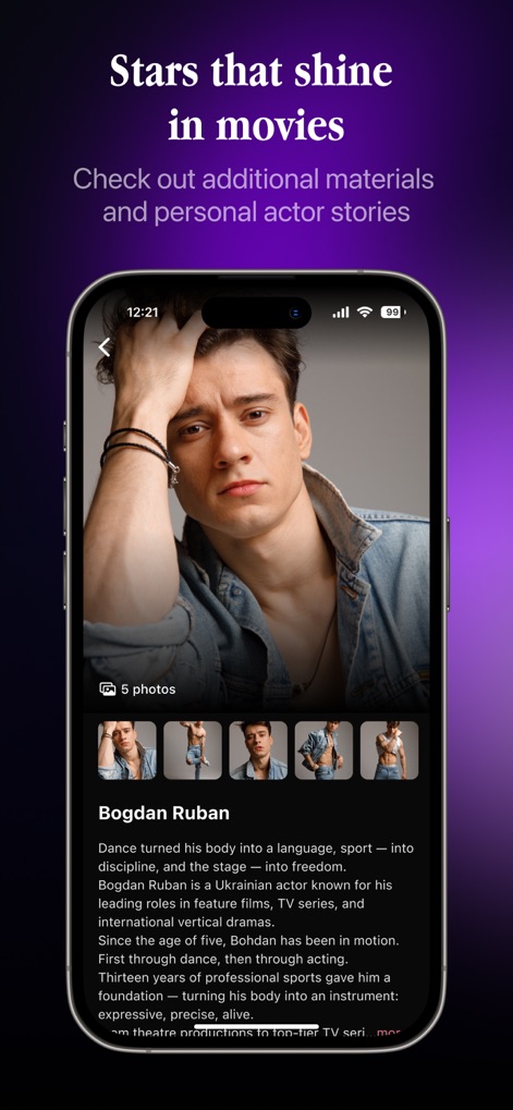 DramaShorts: Watch TV & Shows - Dive deeper into the stories behind the talent with "Stars that shine in movies" profiles, offering multiple actor photos and comprehensive biographical details.