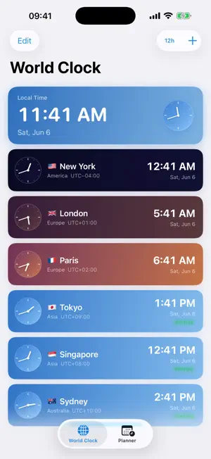 TimeBuddy - World Clock screenshot 1