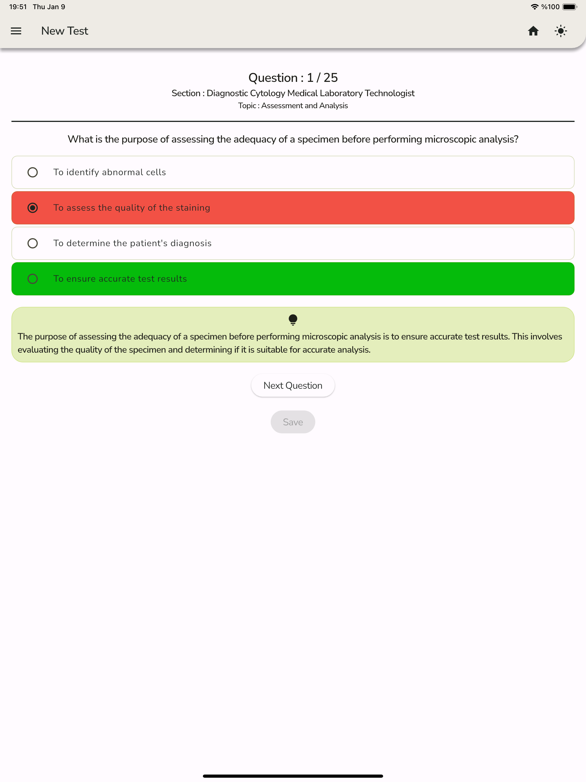 Medical Lab Professional Test