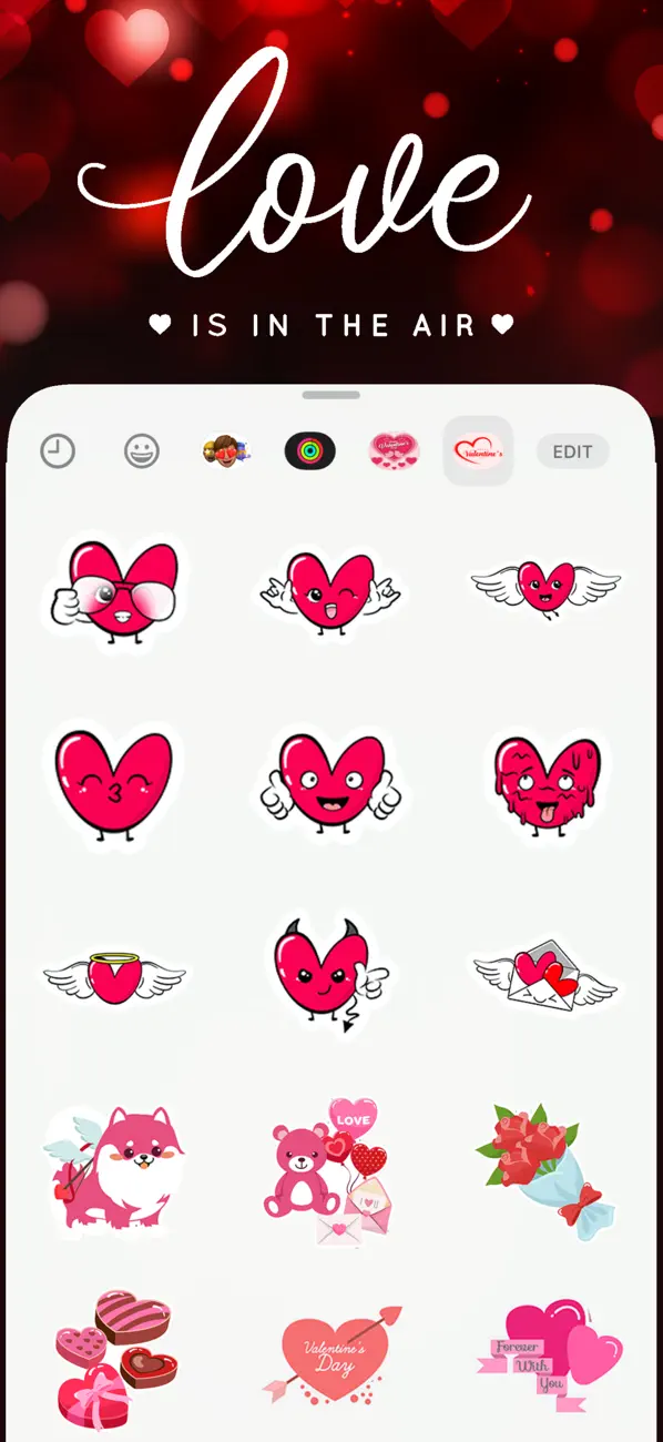 Screenshot #1 pour Love Heart Stickers & Emojis