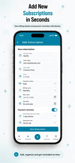 Captura de pantalla de Subscription Tracker: Fexo en iPhone 3