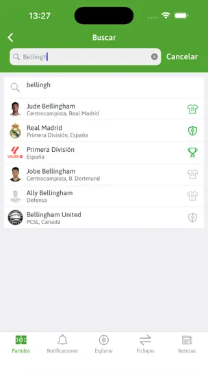 Captura de pantalla de BeSoccer Plus en iPhone 7