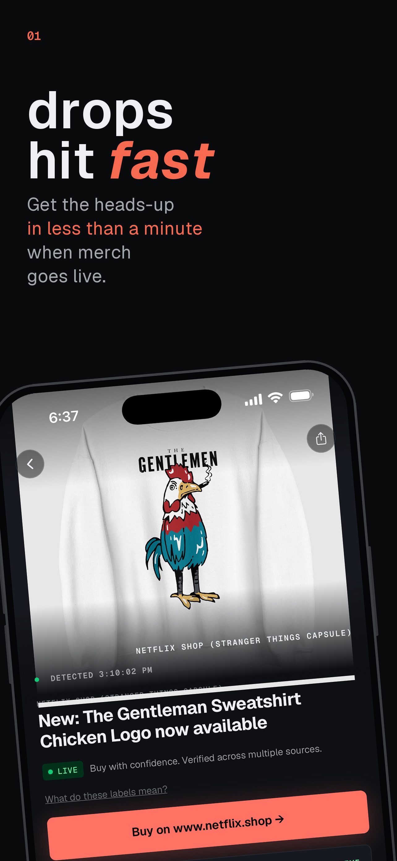 Screenshot 1 of DropWire: Merch Drop Alerts