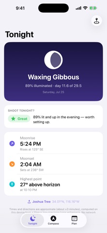 Moon Photo Planner screenshot