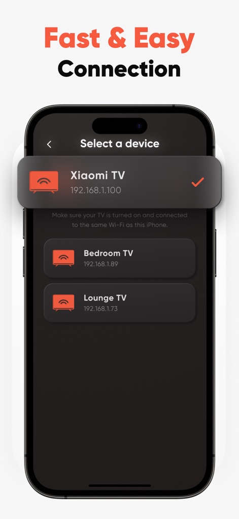 Mi TV Remote・Shield Controller - This tool simplifies setup by displaying available devices for selection and uses Wi-Fi for fast, easy connection to your TV.