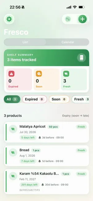 Fresco: Food & Expiry Tracker screenshot 1