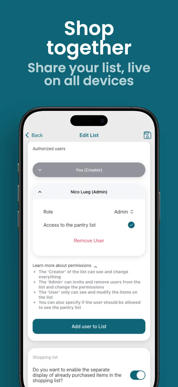 Pantrist - Shopping List iOS app screenshot showing feature 6