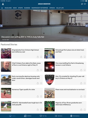 Argus Observer iPad screenshot