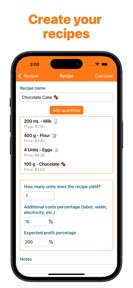 Recipe Cost Calculator App screenshot