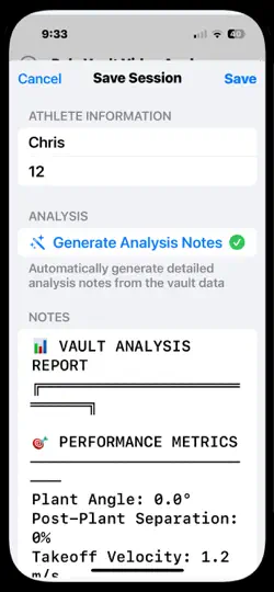 Screenshot von Pole Vault Analyzer auf dem iPhone 5